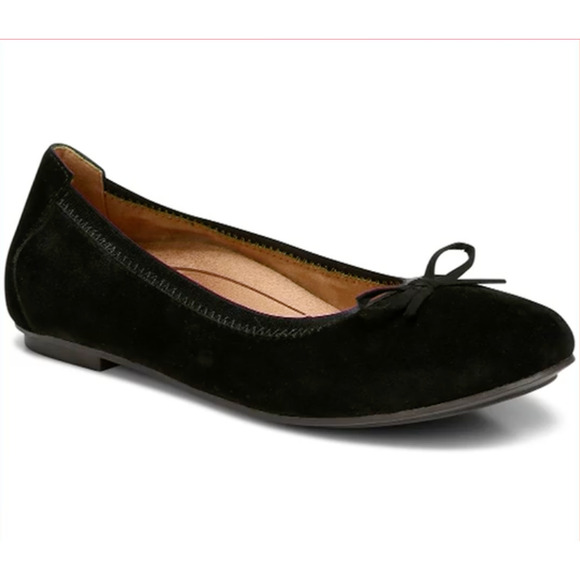 NIB Vionic Black Suede Ballet Flats with Bow Detail Liliana 9.5 M - Picture 2 of 7